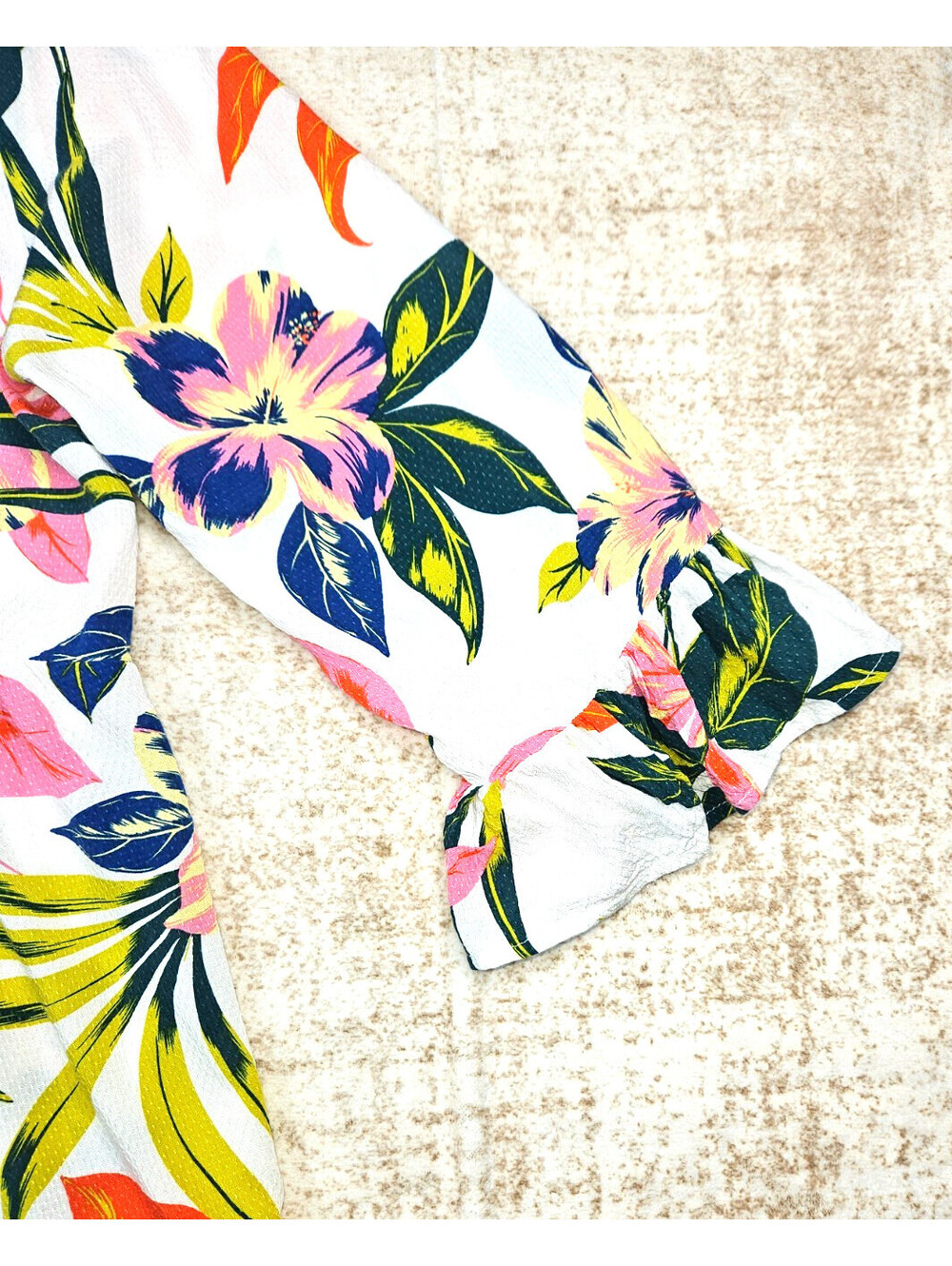 Blue Island Size M Summer Tropical Leaf & Floral V-Neck Beach Mini Dress - Picture 7 of 11